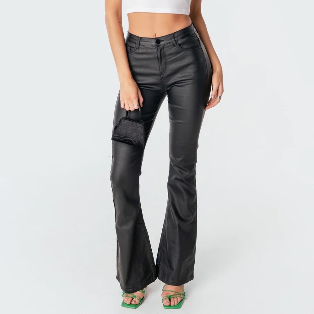 Leather flare pants